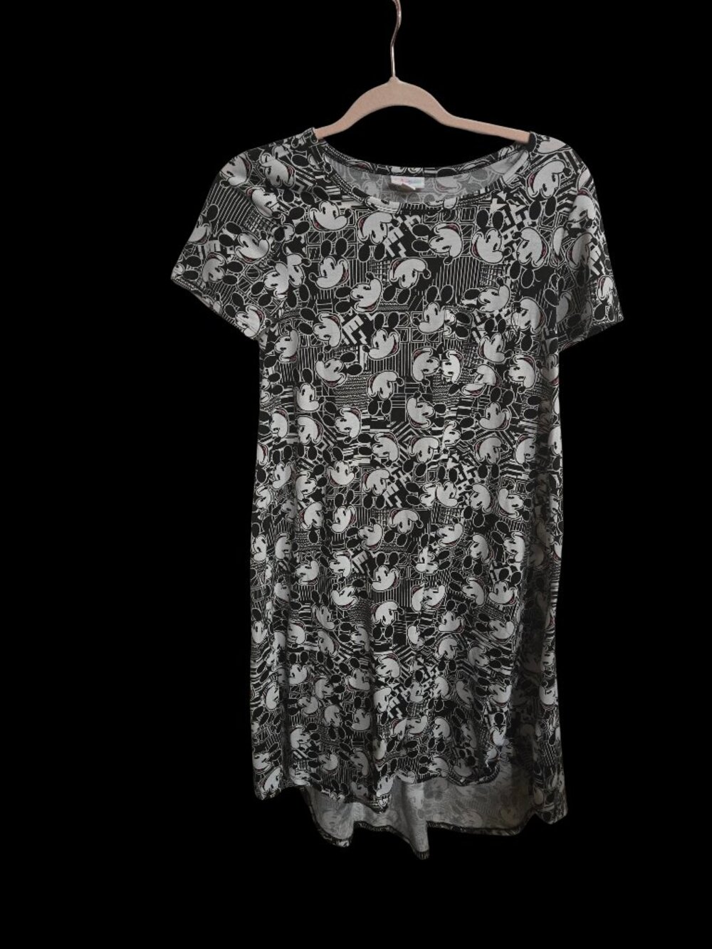 LuLaRoe Disney Mickey Mouse Carly Dress XXS Black Gray Pocket High Low